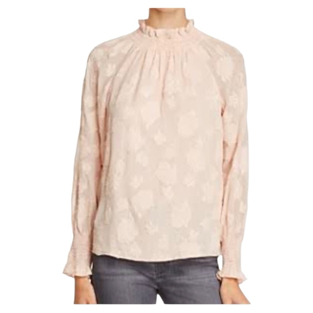 GORGEOUS Rebecca Taylor Rose Metallic Clip Smocked Top Size 10